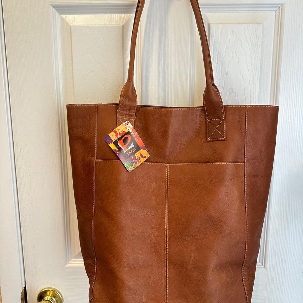 Piel Leather XL LAPTOP TOTE BAG Genuine Leather Retail $272